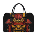 Japanese Samurai Warrior Mask Print Leather Duffel Bag