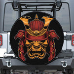Japanese Samurai Warrior Mask Print Leather Spare Tire Cover