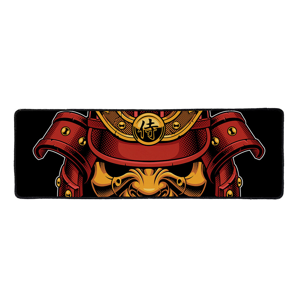 Japanese Samurai Warrior Mask Print Long Kitchen Mat