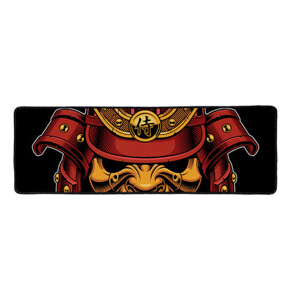 Japanese Samurai Warrior Mask Print Long Kitchen Mat