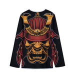 Japanese Samurai Warrior Mask Print Long Sleeve Short Coat