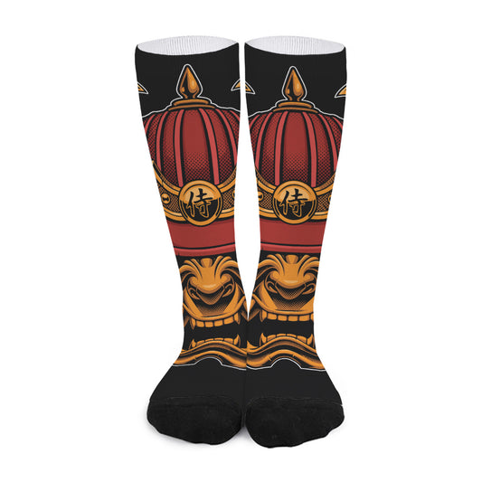Japanese Samurai Warrior Mask Print Long Socks