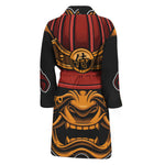 Japanese Samurai Warrior Mask Print Men's Bathrobe