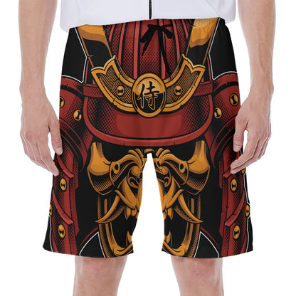 Japanese Samurai Warrior Mask Print Men's Beach Shorts