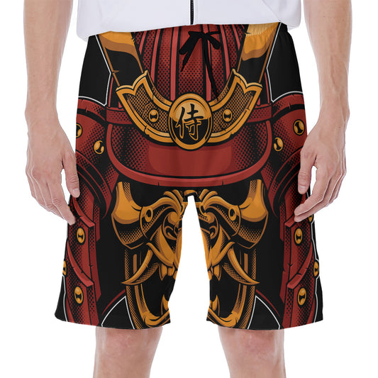 Japanese Samurai Warrior Mask Print Men's Beach Shorts