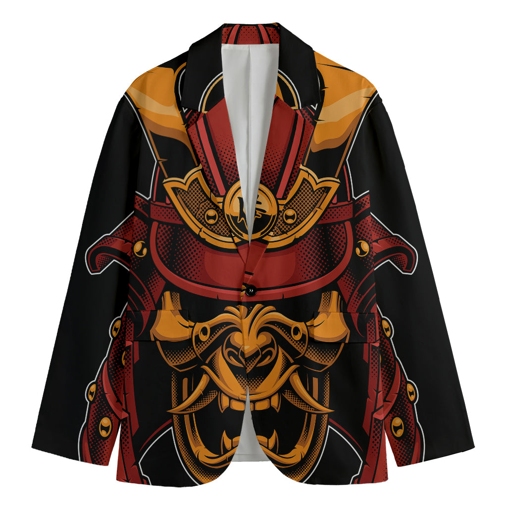 Japanese Samurai Warrior Mask Print Men's Blazer
