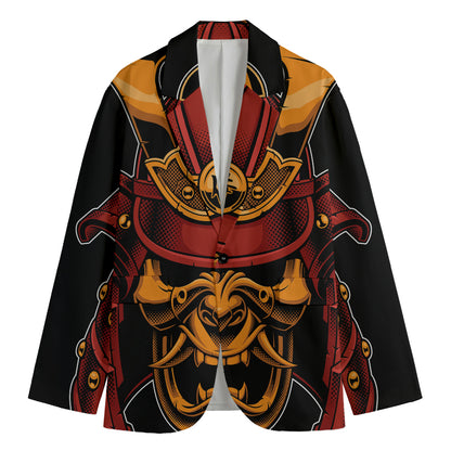 Japanese Samurai Warrior Mask Print Men's Blazer