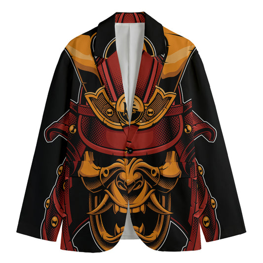 Japanese Samurai Warrior Mask Print Men's Blazer
