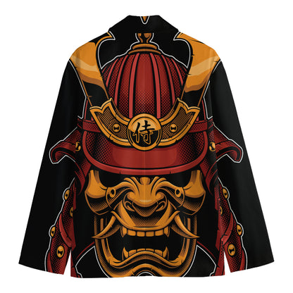 Japanese Samurai Warrior Mask Print Men's Blazer