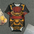 Japanese Samurai Warrior Mask Print Men's Bodysuit