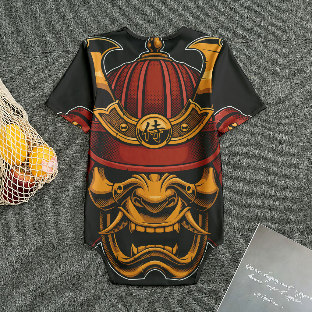 Japanese Samurai Warrior Mask Print Men's Bodysuit
