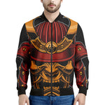 Japanese Samurai Warrior Mask Print Men's Bomber Jacket