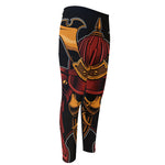 Japanese Samurai Warrior Mask Print Men's Compression Pants