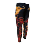 Japanese Samurai Warrior Mask Print Men's Compression Pants
