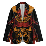 Japanese Samurai Warrior Mask Print Men's Cotton Blazer