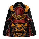 Japanese Samurai Warrior Mask Print Men's Cotton Blazer