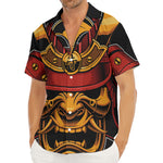 Japanese Samurai Warrior Mask Print Men's Deep V-Neck Shirt