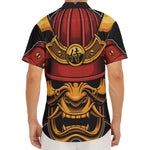 Japanese Samurai Warrior Mask Print Men's Deep V-Neck Shirt
