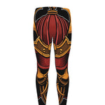 Japanese Samurai Warrior Mask Print Men's leggings