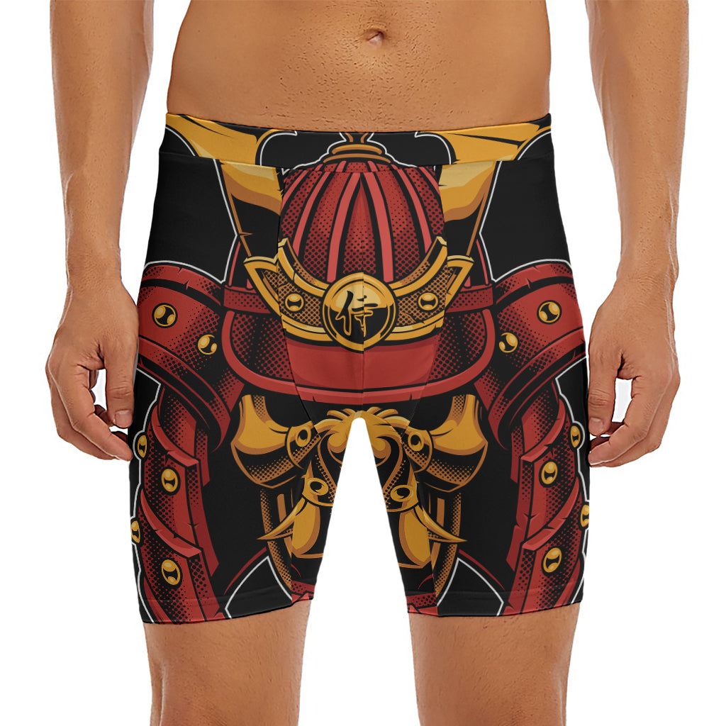 Japanese Samurai Warrior Mask Print Men's Long Boxer Briefs