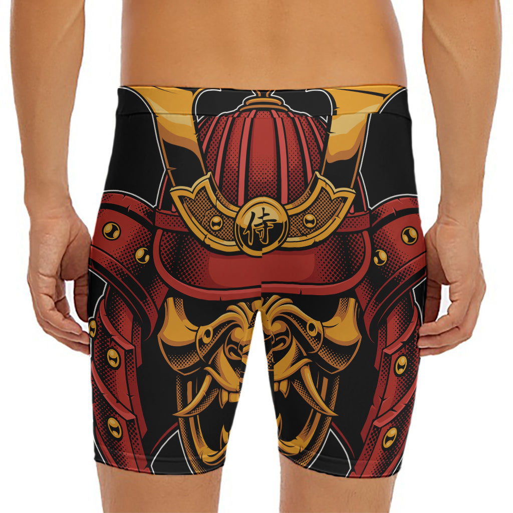 Japanese Samurai Warrior Mask Print Men's Long Boxer Briefs