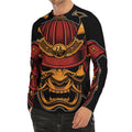 Japanese Samurai Warrior Mask Print Men's Long Sleeve Rash Guard