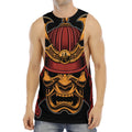 Japanese Samurai Warrior Mask Print Men's Muscle Tank Top
