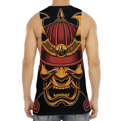 Japanese Samurai Warrior Mask Print Men's Muscle Tank Top
