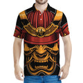 Japanese Samurai Warrior Mask Print Men's Polo Shirt