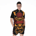 Japanese Samurai Warrior Mask Print Men's Romper