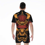 Japanese Samurai Warrior Mask Print Men's Rompers