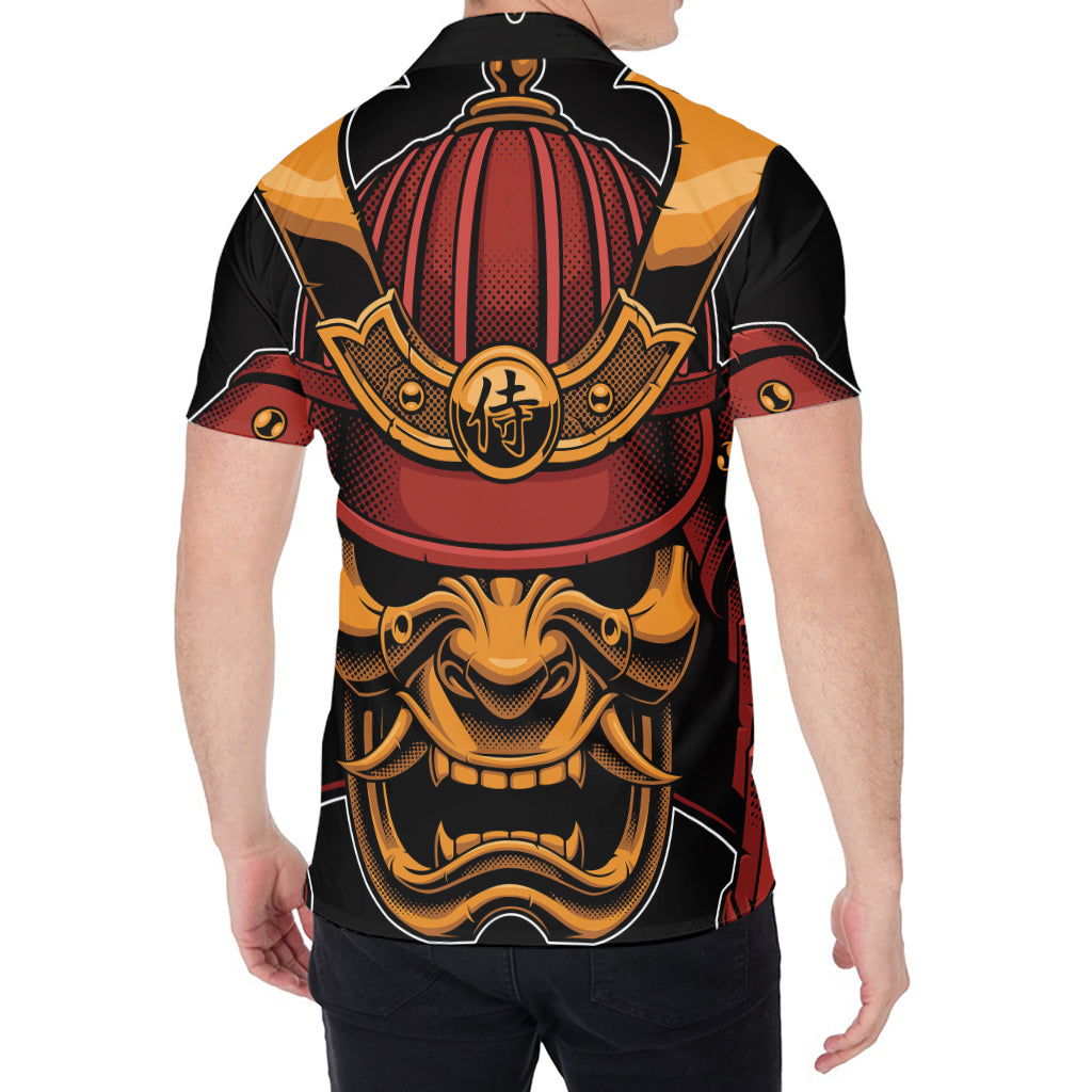 Japanese Samurai Warrior Mask Print Men's Shirt