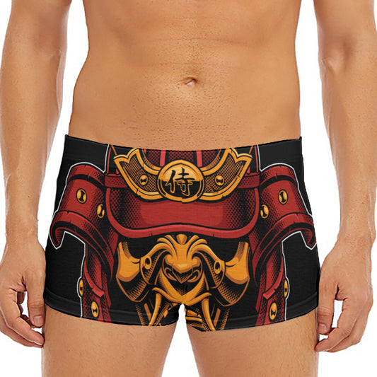 Japanese Samurai Warrior Mask Print Men's Short Boxer Briefs