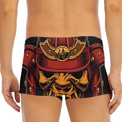 Japanese Samurai Warrior Mask Print Men's Short Boxer Briefs