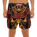 Japanese Samurai Warrior Mask Print Men's Split Running Shorts