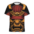Japanese Samurai Warrior Mask Print Men's Athletic T-Shirt