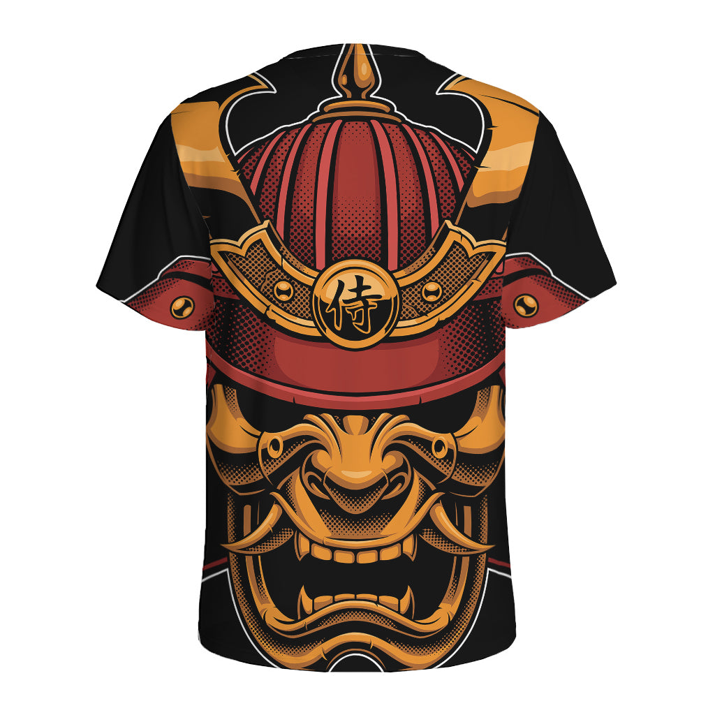 Japanese Samurai Warrior Mask Print Men's Sports T-Shirt