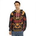 Japanese Samurai Warrior Mask Print Men's Velvet Pullover Hoodie