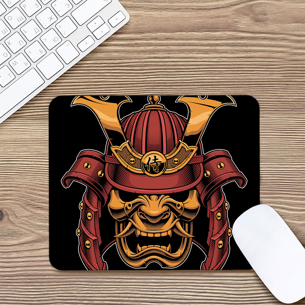 Japanese Samurai Warrior Mask Print Mouse Pad
