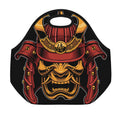 Japanese Samurai Warrior Mask Print Neoprene Lunch Bag