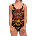 Japanese Samurai Warrior Mask Print One Piece Swimsuit