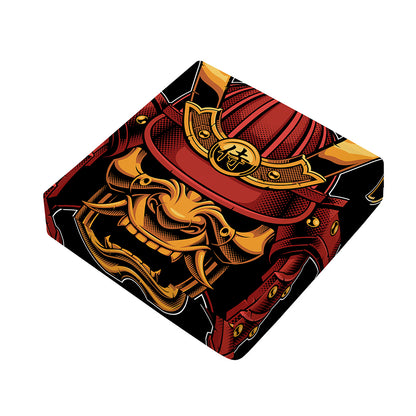 Japanese Samurai Warrior Mask Print Outdoor Seat Cushion Cover