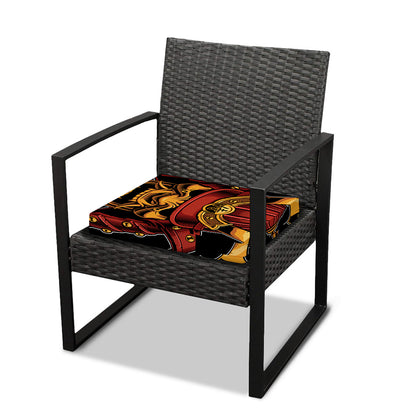 Japanese Samurai Warrior Mask Print Outdoor Seat Cushion Cover