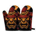 Japanese Samurai Warrior Mask Print Oven Mitts