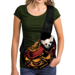 Japanese Samurai Warrior Mask Print Pet Sling Carrier