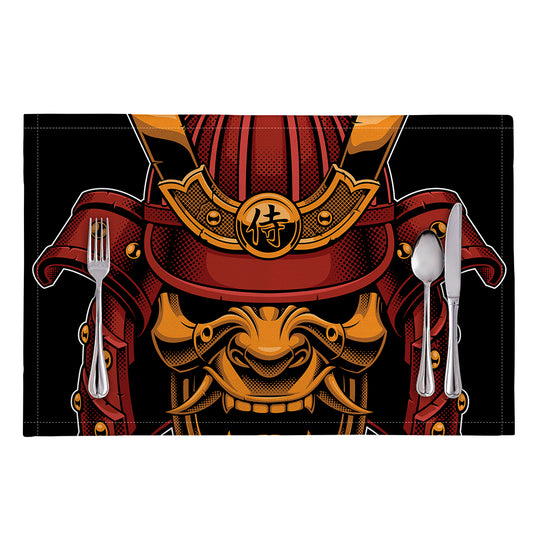 Japanese Samurai Warrior Mask Print Placemat