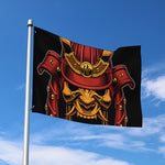Japanese Samurai Warrior Mask Print Polyester Flag