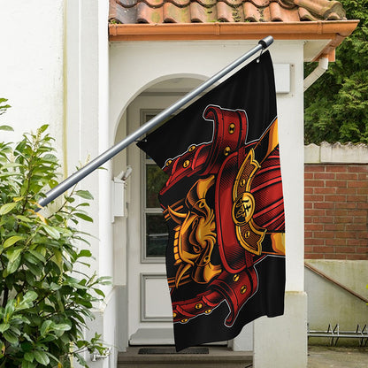 Japanese Samurai Warrior Mask Print Polyester Flag