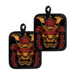 Japanese Samurai Warrior Mask Print Pot Holders