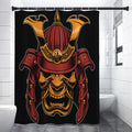 Japanese Samurai Warrior Mask Print Premium Shower Curtain